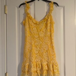 Forever 21 Yellow Lace Mini Dress